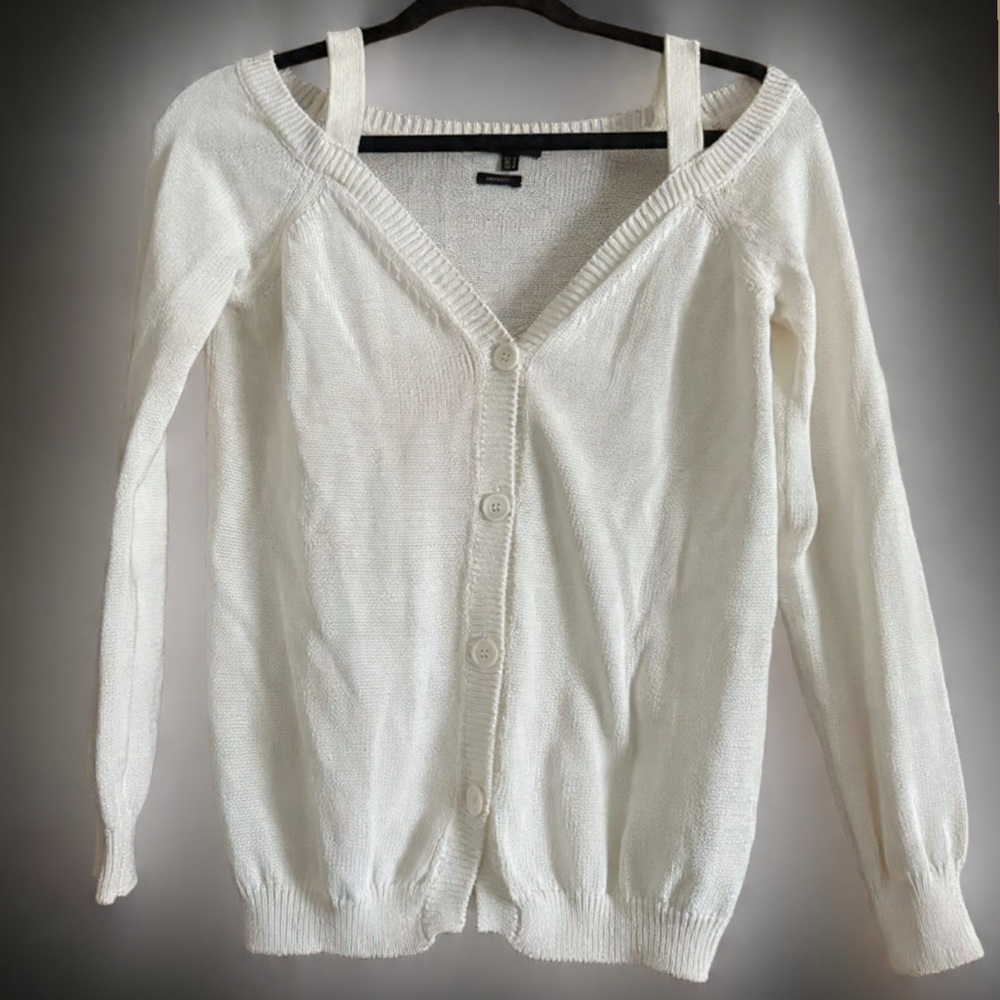 Massimo Dutti Off-Shoulder Cream Sweater